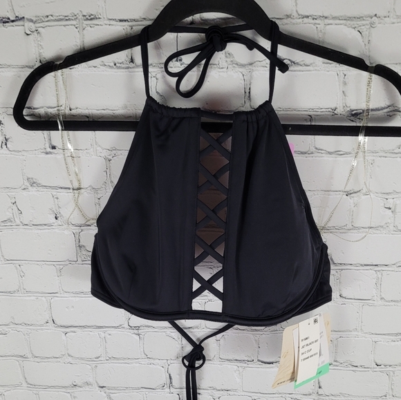 COCO RAVE | Gia underwire high neck cutout cleavage swim bathing suit bikini top - Picture 1 of 10